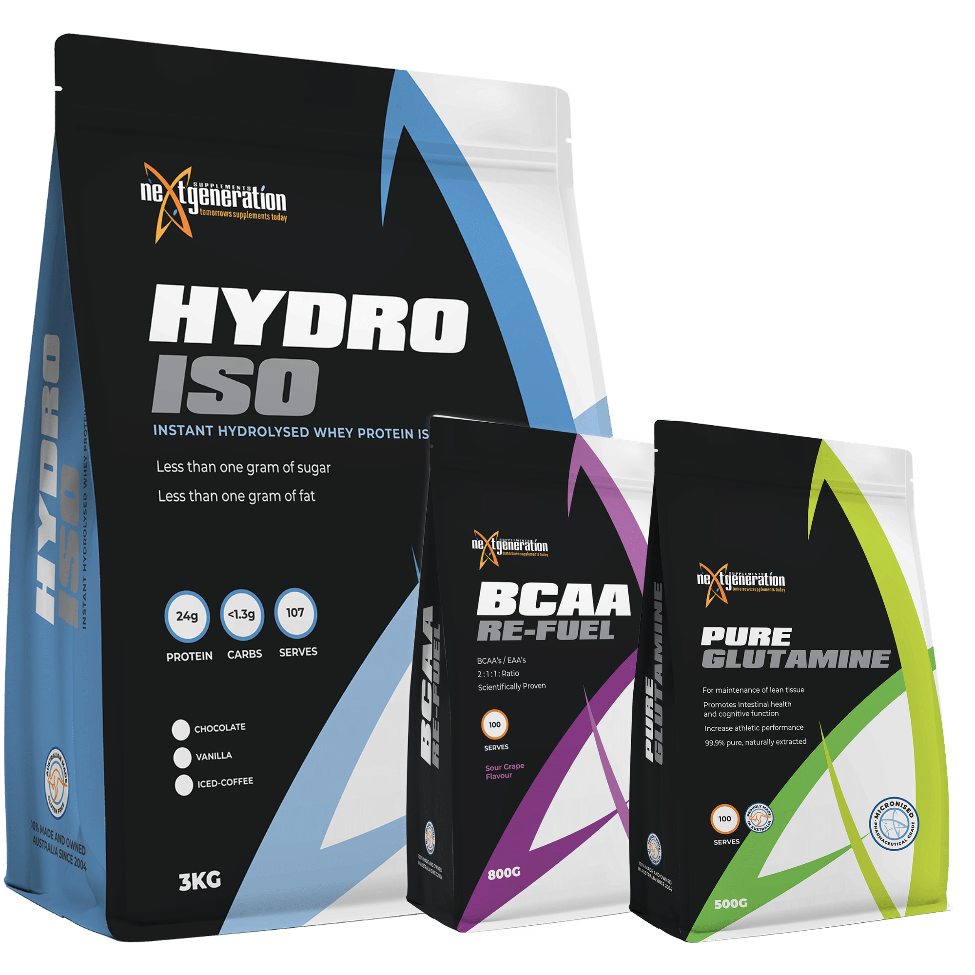 Lean Muscle Stack — Protein Delicious, Re-Fuel BCAA and Glutamine bundled together